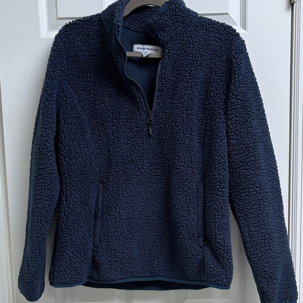 Cozy Navy Sherpa Turtleneck Sweater